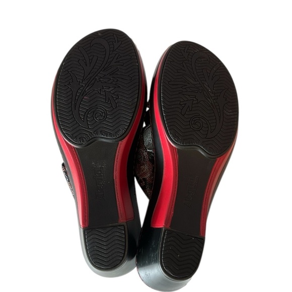 Alegria Lana Flora Fiesta Wedge Sandals Size 41 (US 10.5-11) Black/Red Floral - Picture 5 of 7
